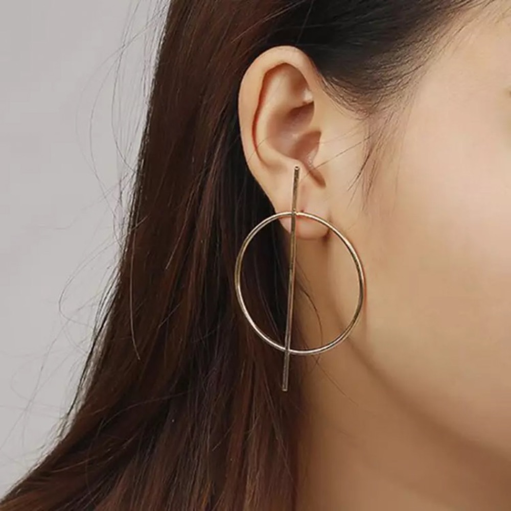 ⚜️[𝟯/$𝟭𝟴]⚜️Big Silver Round Bar Earrings NEW - Picture 5 of 11